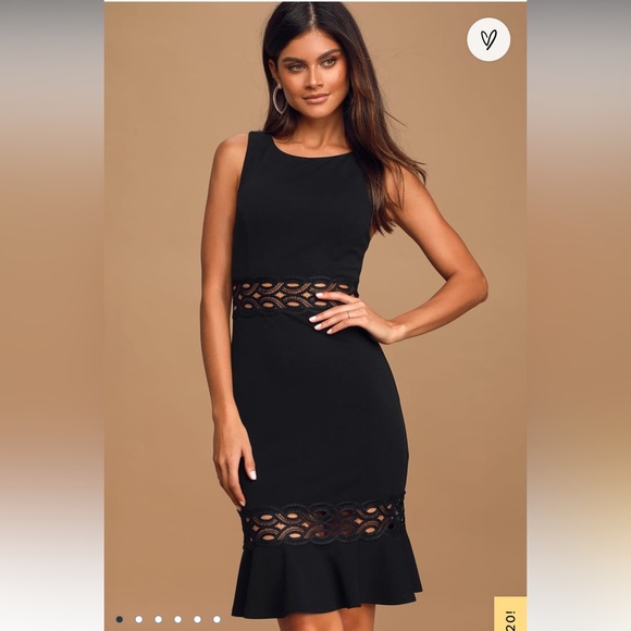 🖤NWT Lulus In The Name of Love Black Crochet Lace Trumpet MIDI Dress 🖤 - Picture 2 of 6